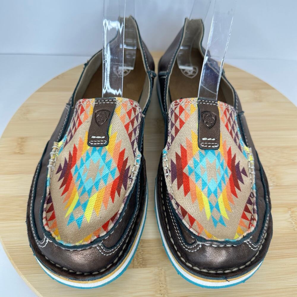 Ariat Womens Cruiser Slip On Shoes Copper Metallic Aztec Blanket Print Loafer
